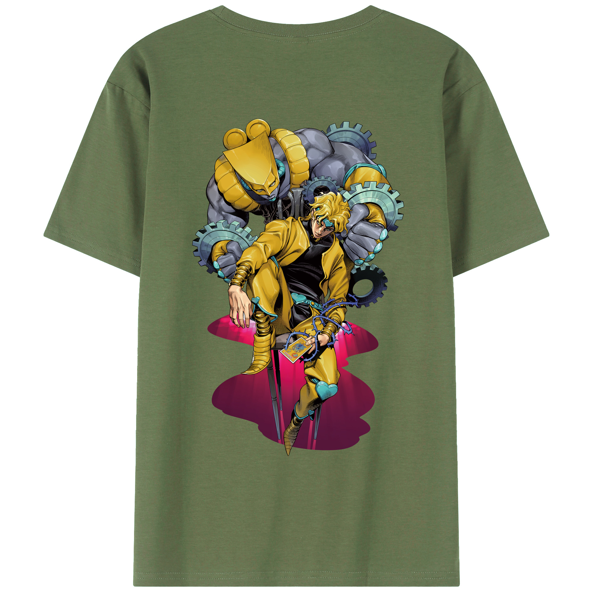 （画像用） ジョジョの奇妙な冒険 ディオ?ブランドー JoJo's Bizarre Adventure Dio Brando 綿100％ メンズ半袖Tシャツ（バックプリント） 通気性